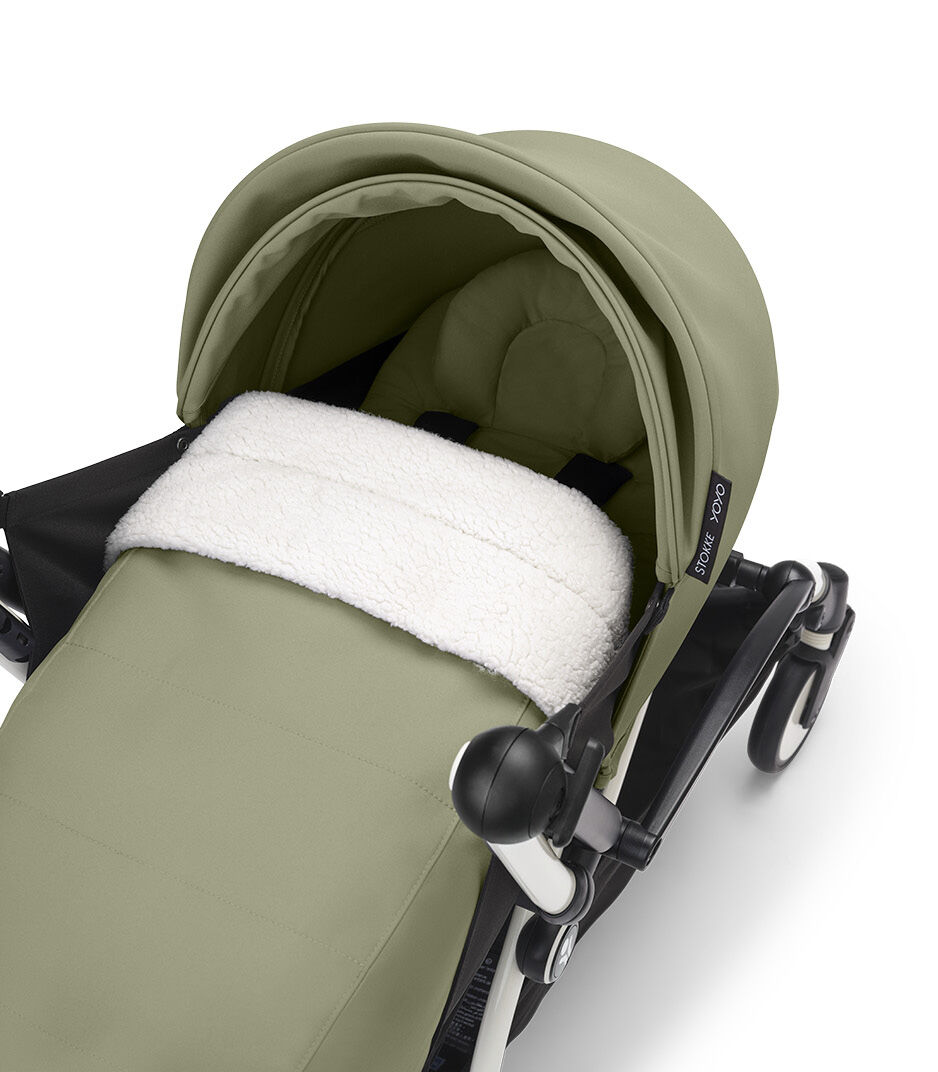 Stokke® YOYO3® 0+ Olive. White Frame. Headrest detail. galery image 3